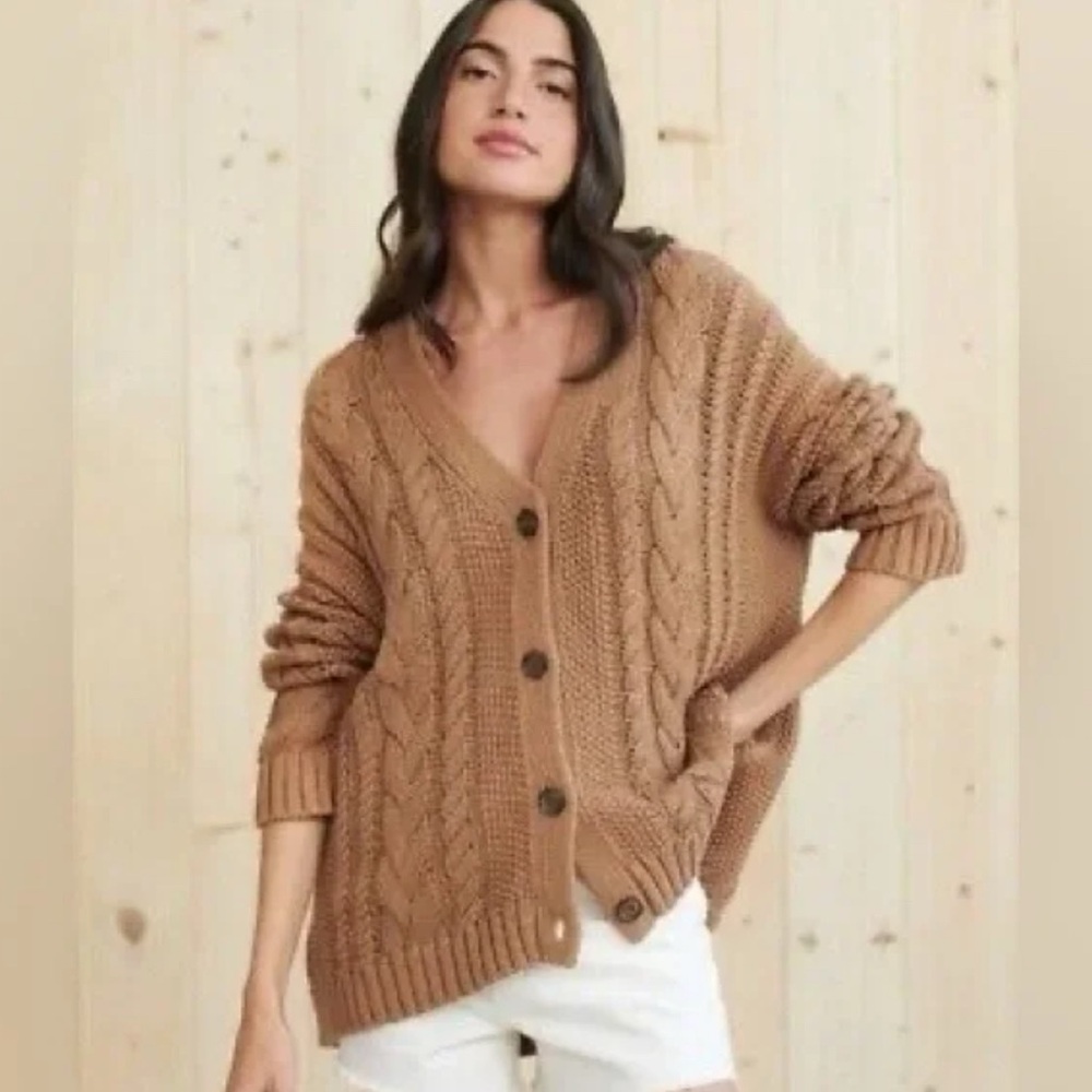 Jenni Kayne cotton cable knit cardigan size XS